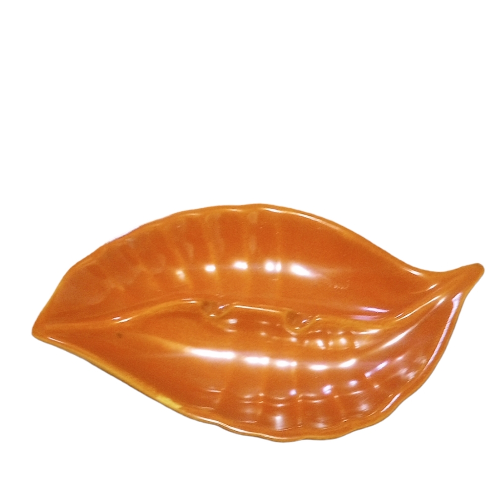 Vintage Red Wing USA orange Ash tray, Trinket dish Centerpiece,Jewelry plate 849
